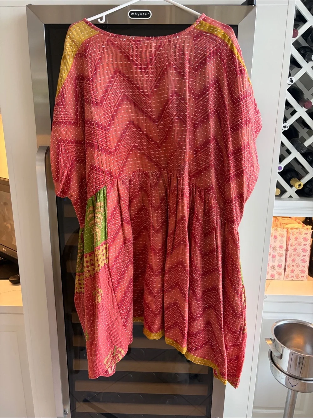 Women’s Pink & Green Patterned Boho Dress - Picture 4 of 5